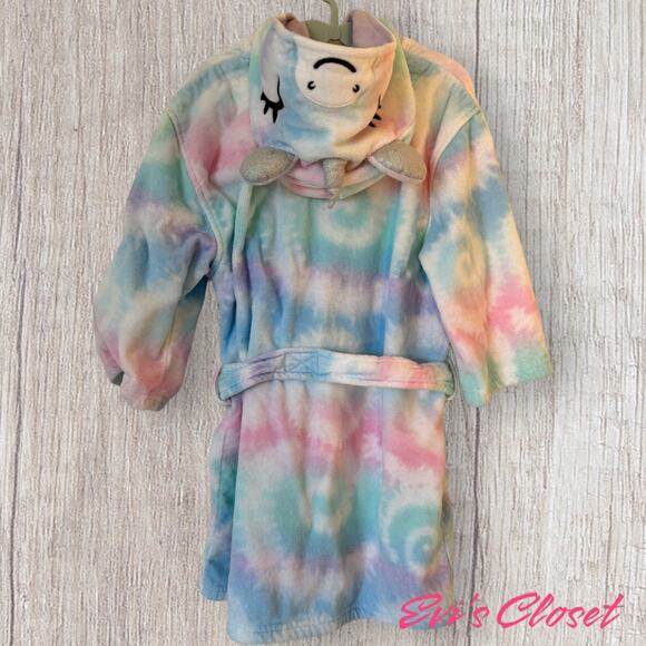 Saint Eve Swim Girls 3 Tie Dye Unicorn Hooded Pool Home Robe Sz 5 6 - Picture 2 of 6